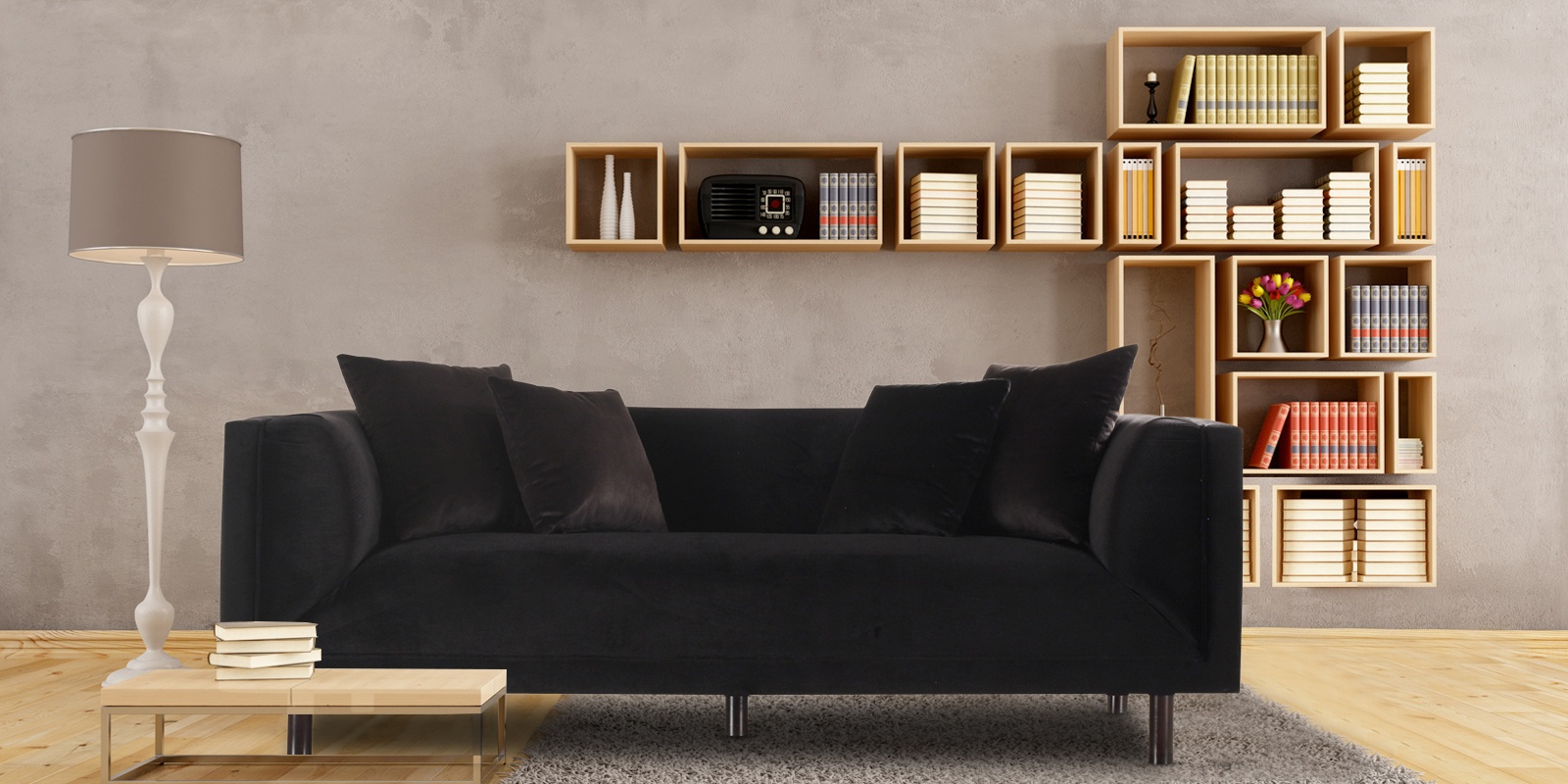 black sofa