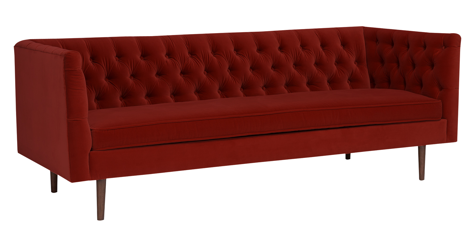 Chesterfield Red Velvet Tufted Three Seater Sofa. | Dreamzz Furniture