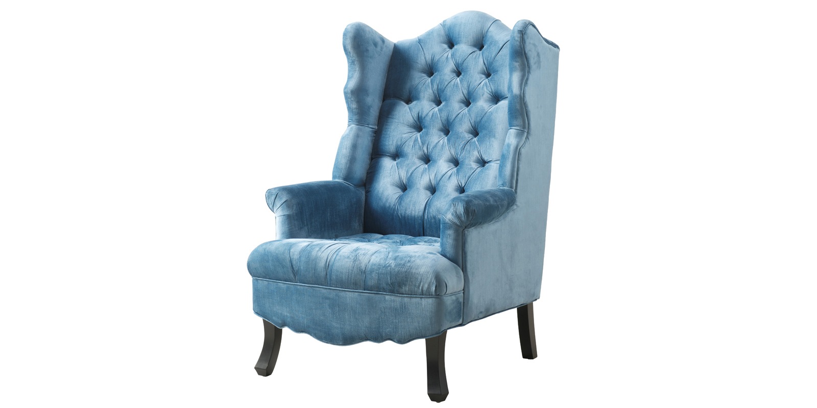 Arnova Velvet Wing Chair in Blue Colour by Dreamzz Furniture