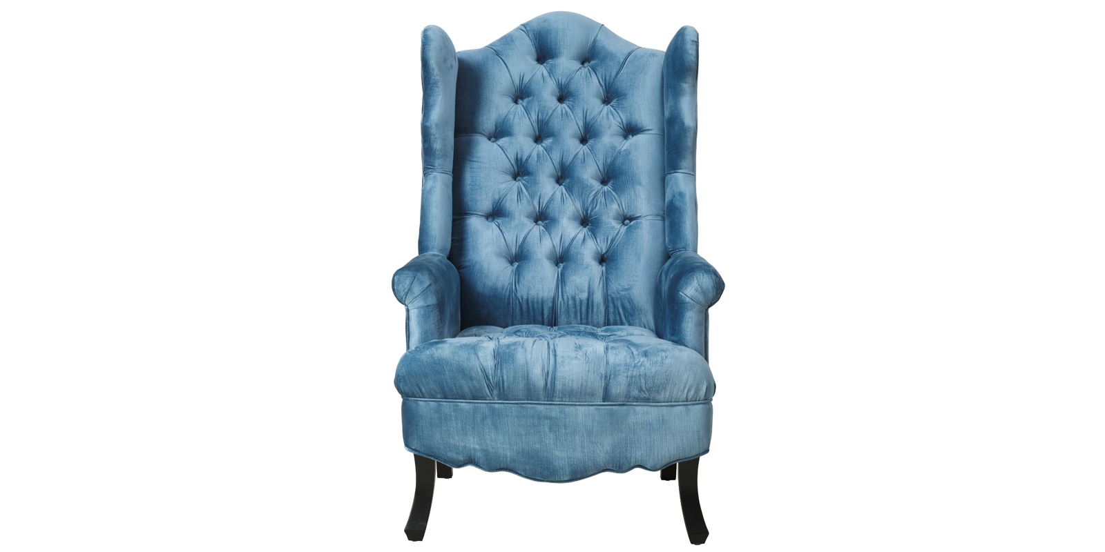 Arnova Velvet Wing Chair in Blue Colour by Dreamzz Furniture