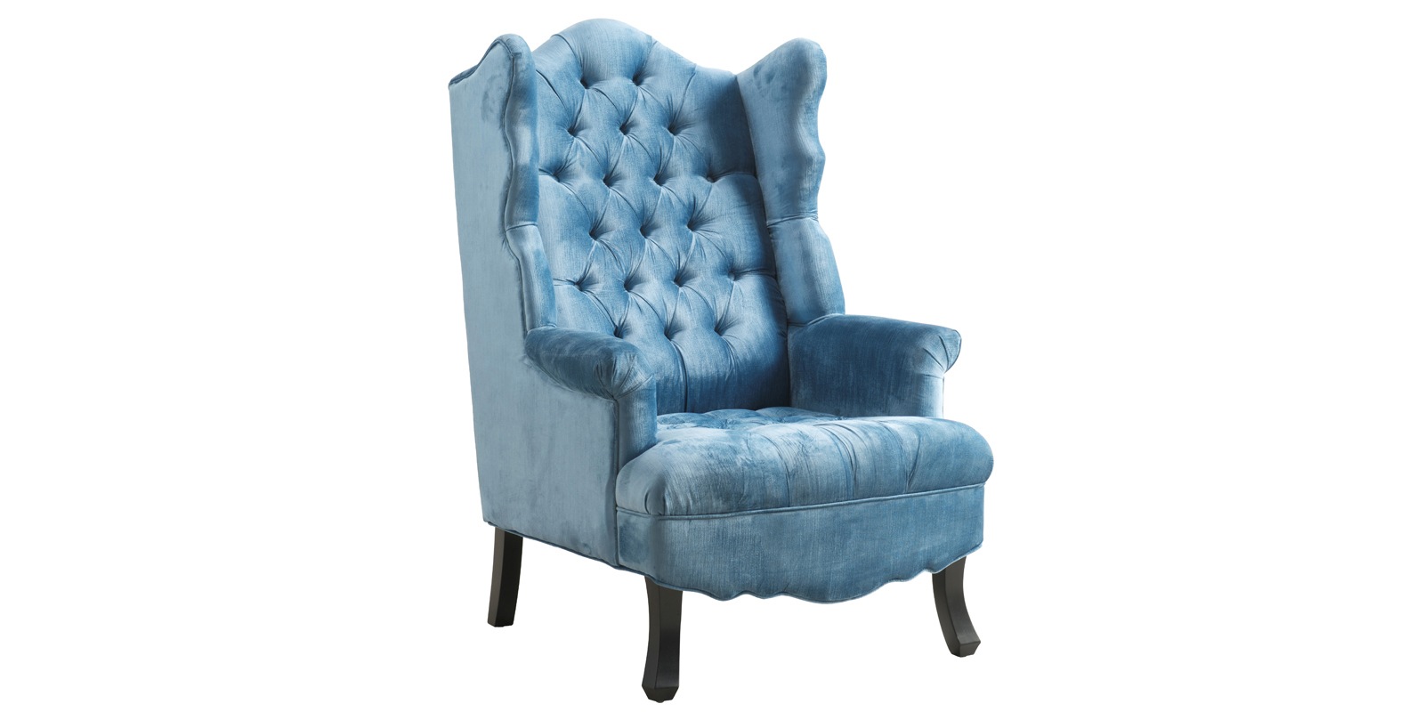 Arnova Velvet Wing Chair in Blue Colour by Dreamzz Furniture