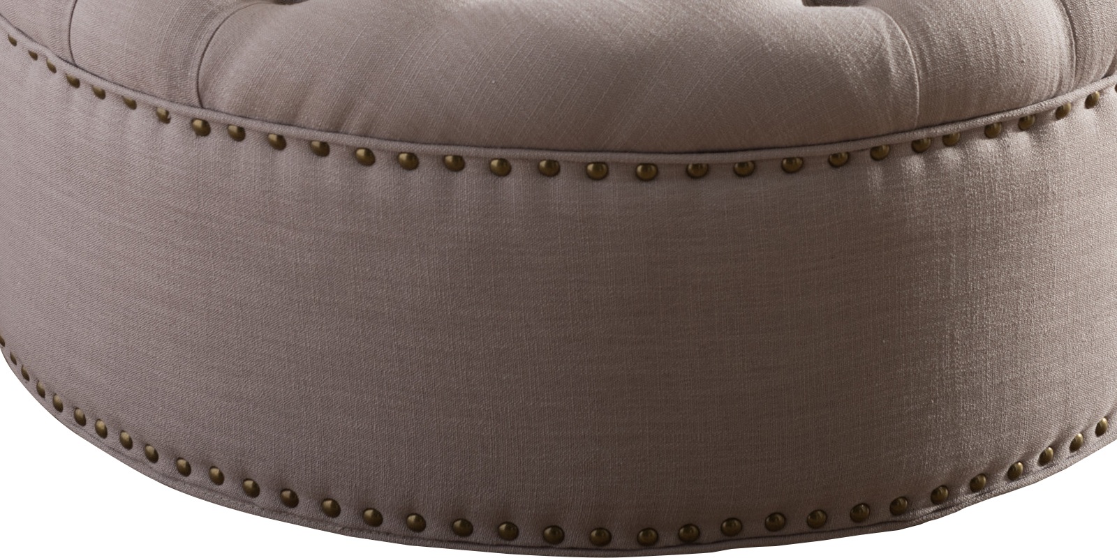 Stylish Tufted Round Pouffe in Beige Colour by Dreamzz Furniture