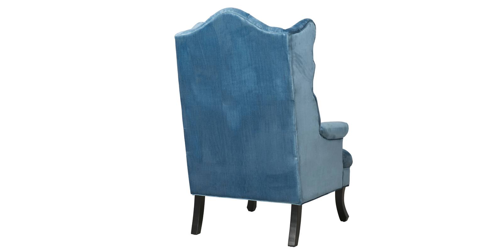 Arnova Velvet Wing Chair in Blue Colour by Dreamzz Furniture