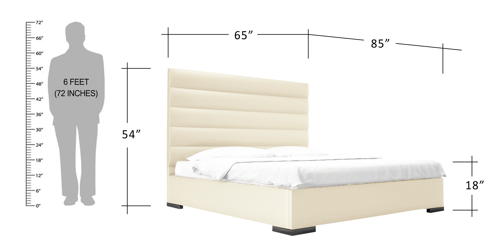 Elegant Queen Size Upholstered Bed in Beige Colour by Dreamzz Furniture