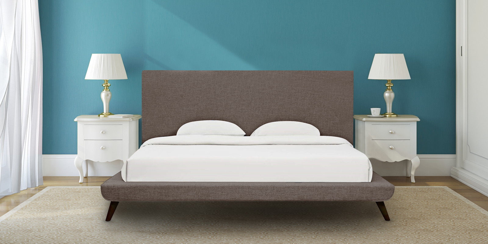 Aurora King Size Upholstered Bed in Brown Colour by Dreamzz Furniture