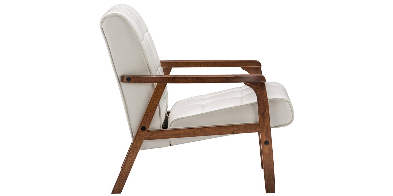 Mid Century Accent Chair In White Leatherette