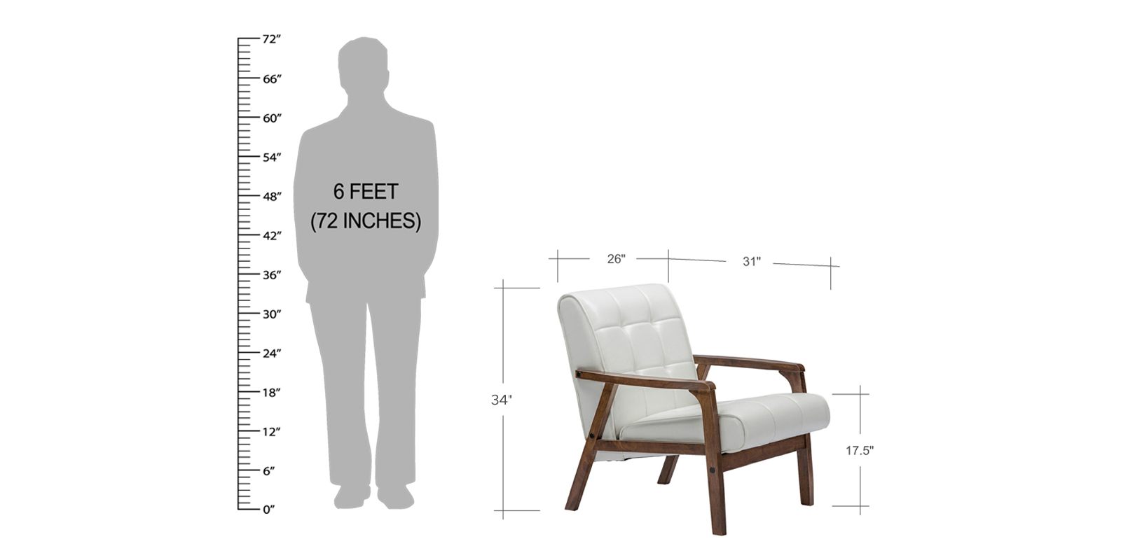 Mid Century Accent Chair In White Leatherette