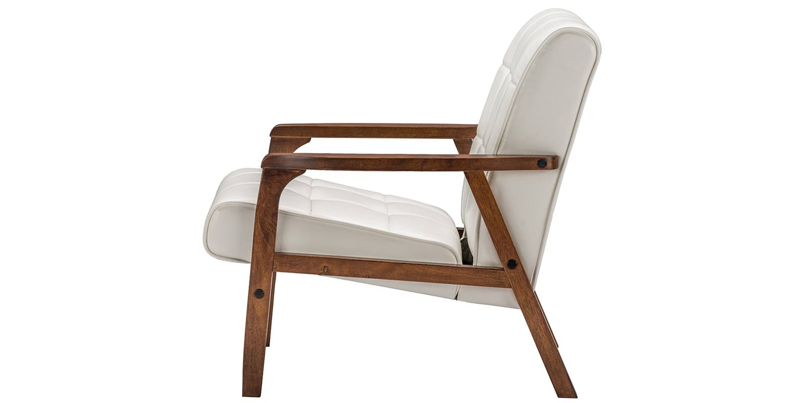 Mid Century Accent Chair In White Leatherette