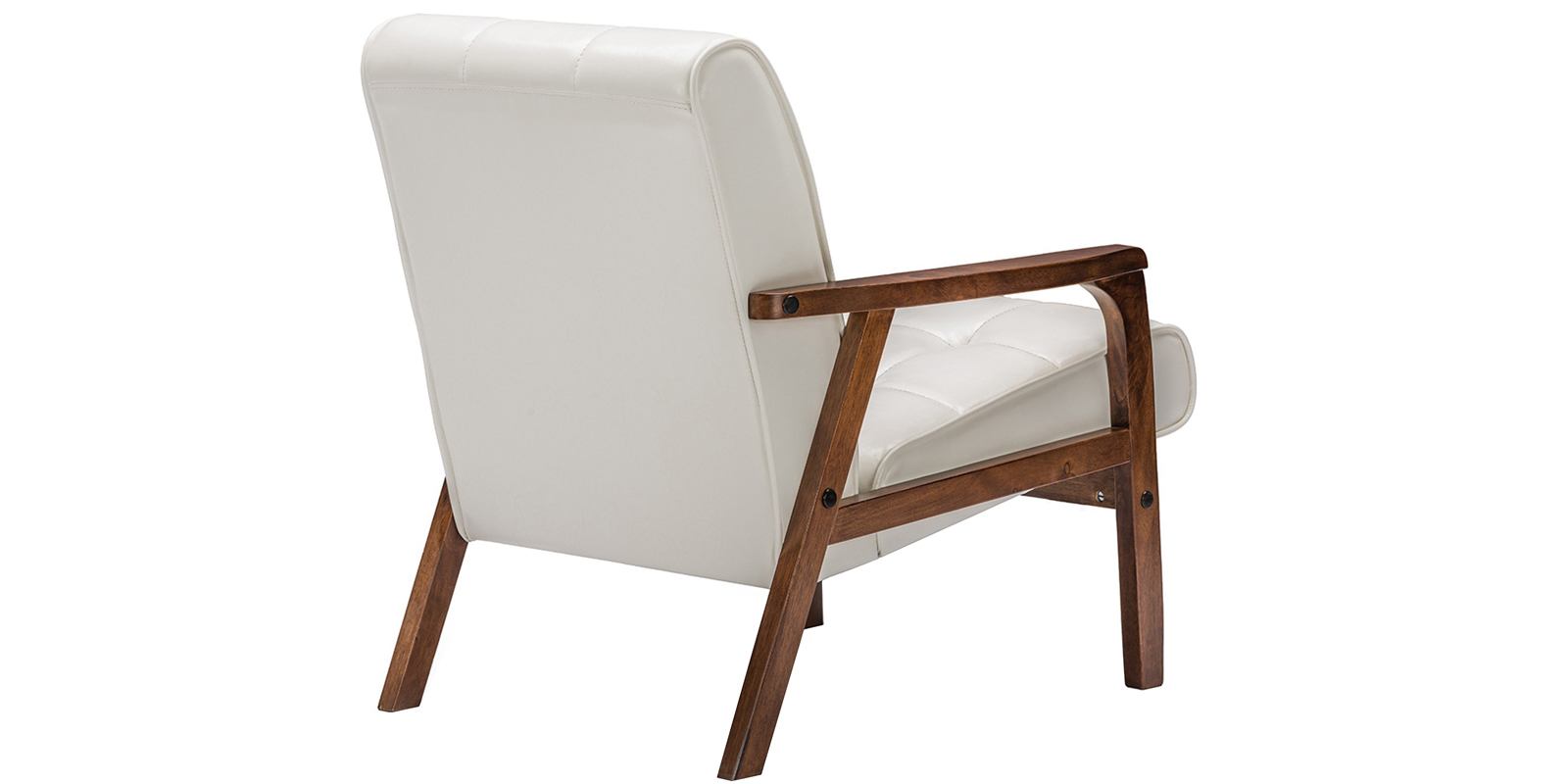 Mid Century Accent Chair In White Leatherette