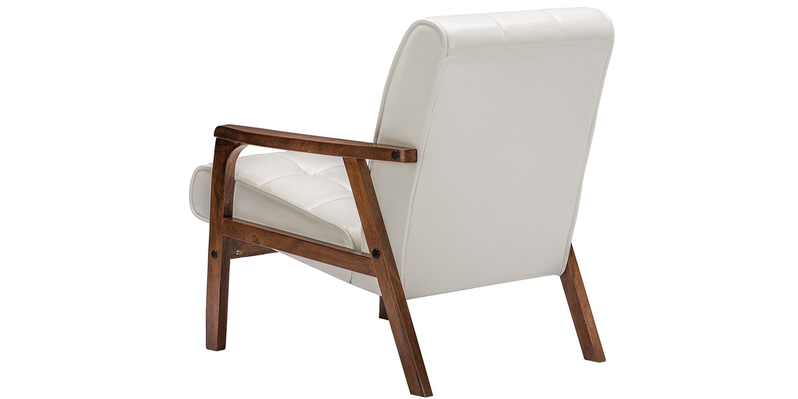 Mid Century Accent Chair In White Leatherette