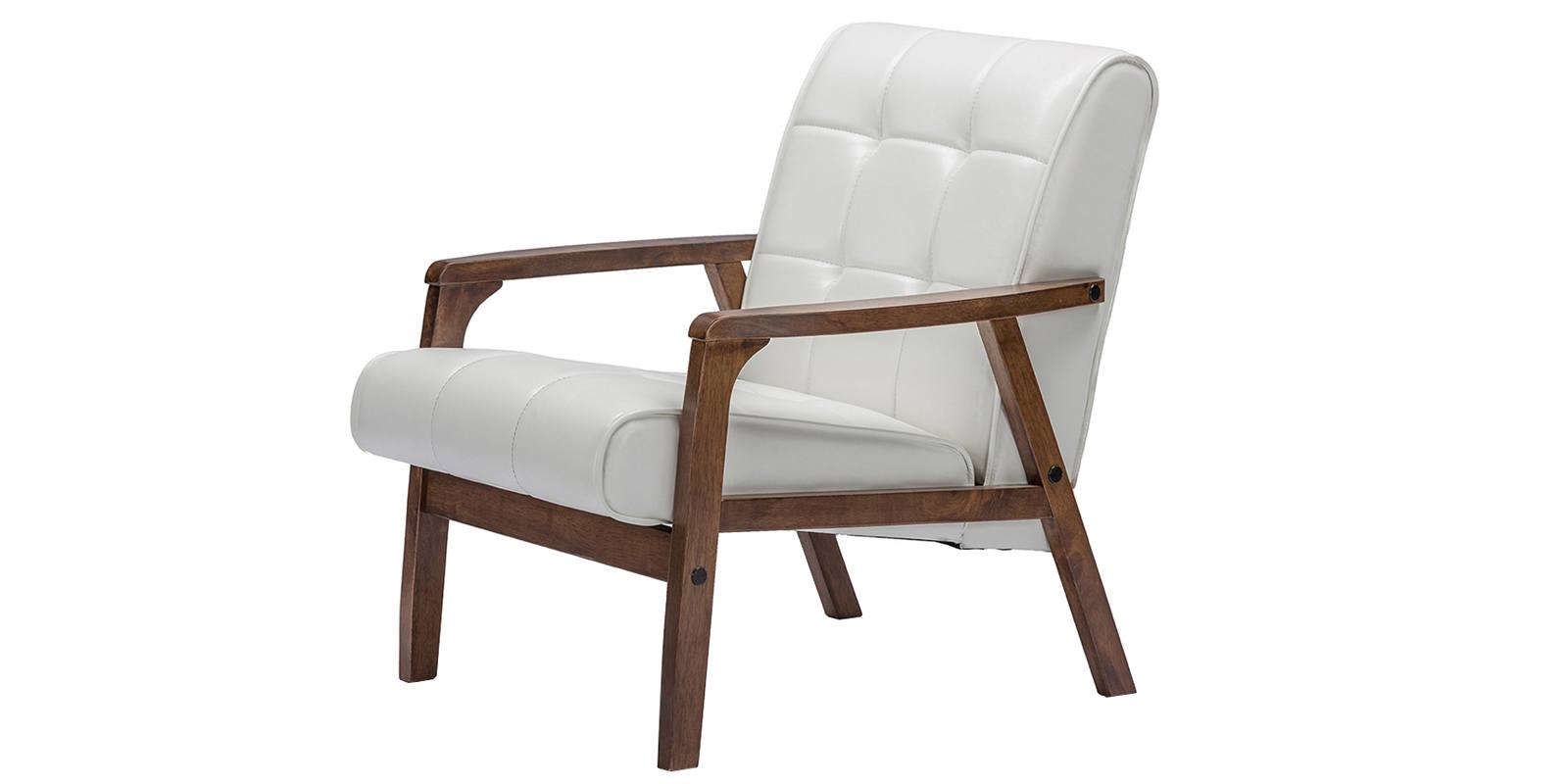 Mid Century Accent Chair In White Leatherette