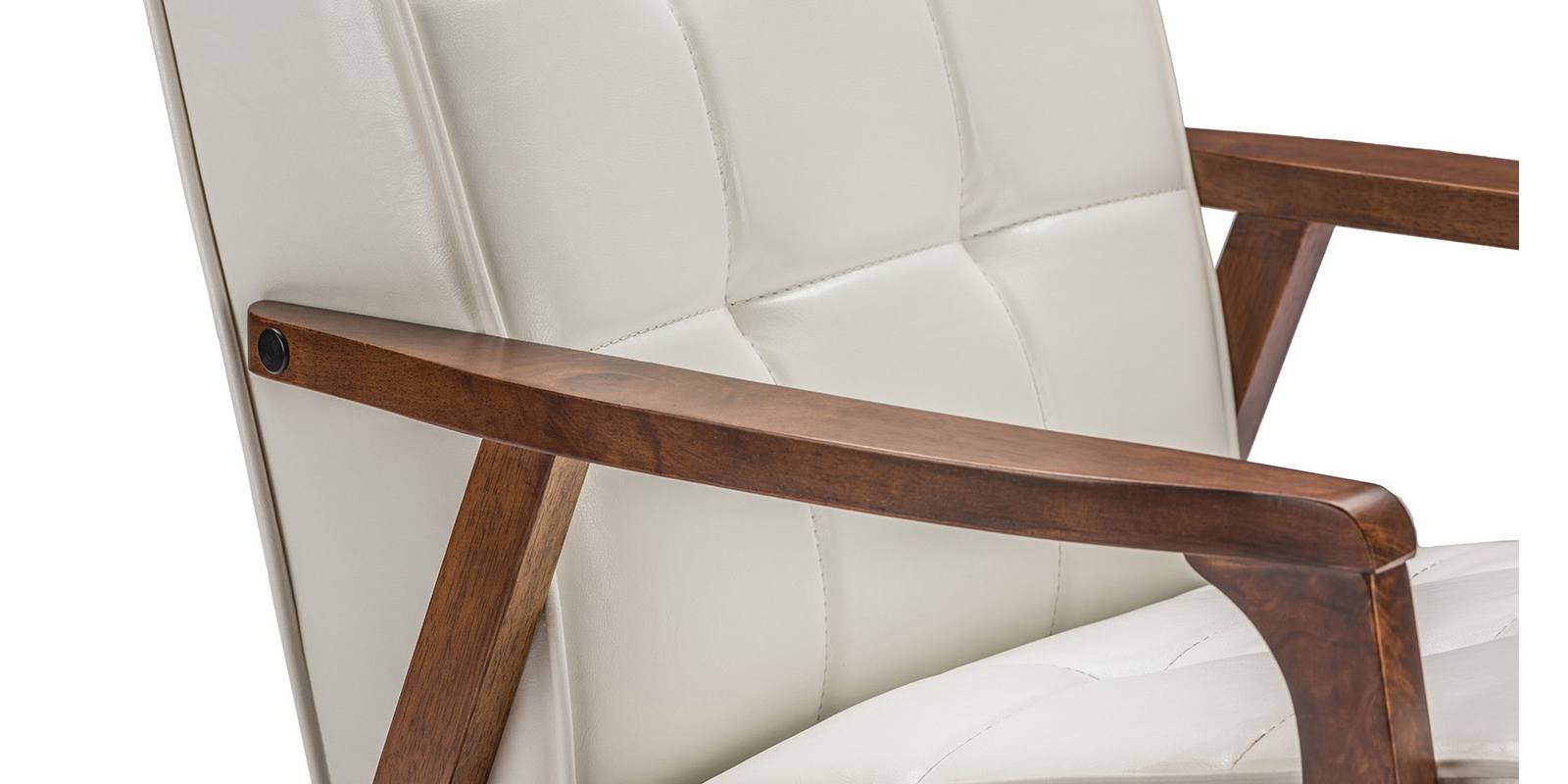 Mid Century Accent Chair In White Leatherette