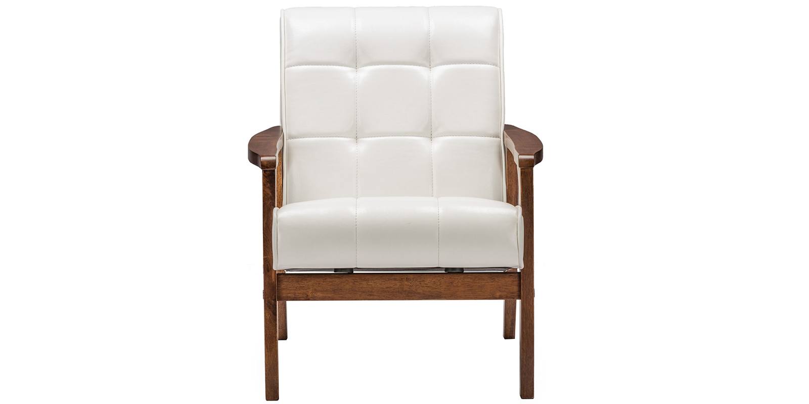 Mid Century Accent Chair In White Leatherette