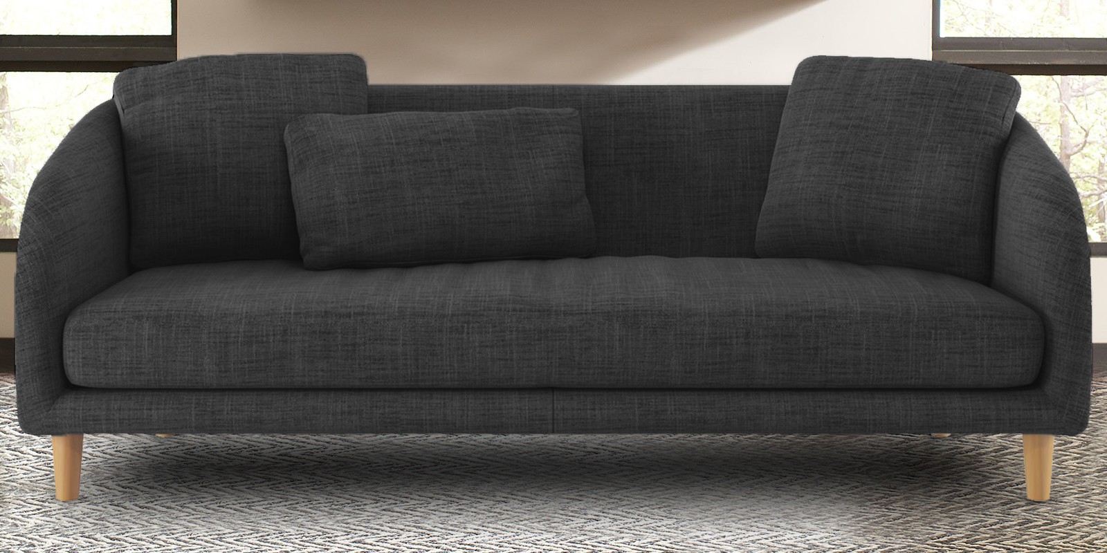 Wisely Fabric 3 Seater Sofa In Dark