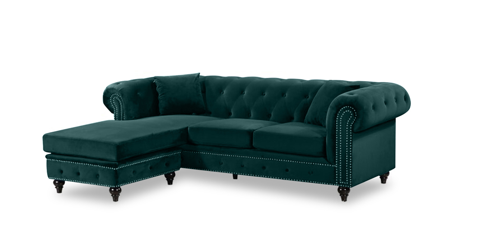 Courageous Fabric Rhs Sectional Sofa In Green Colour Dreamzz Furniture Online