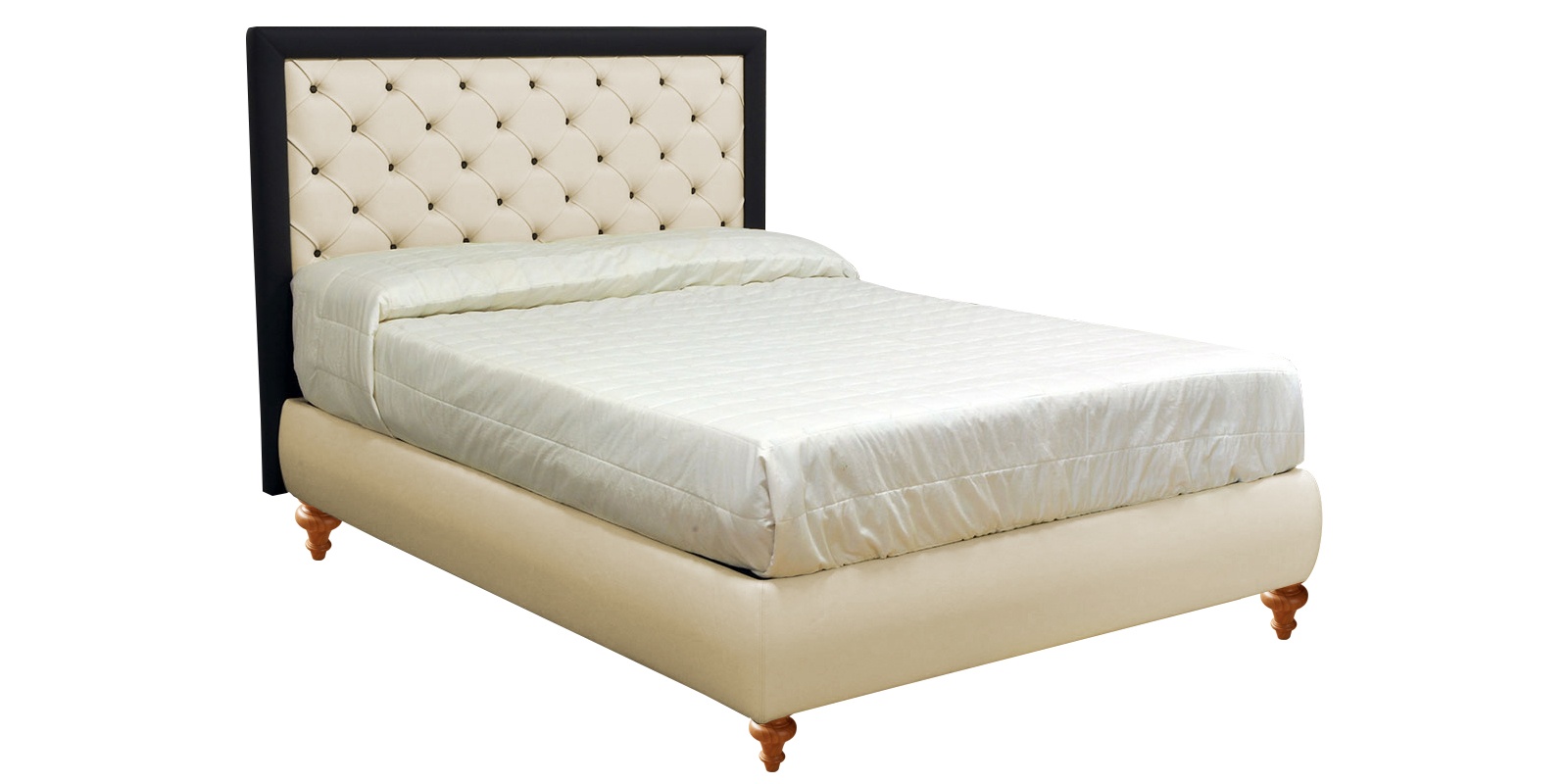 Ailey Cream Black Leatherette Upholstered Bed With Hydraulic Storage