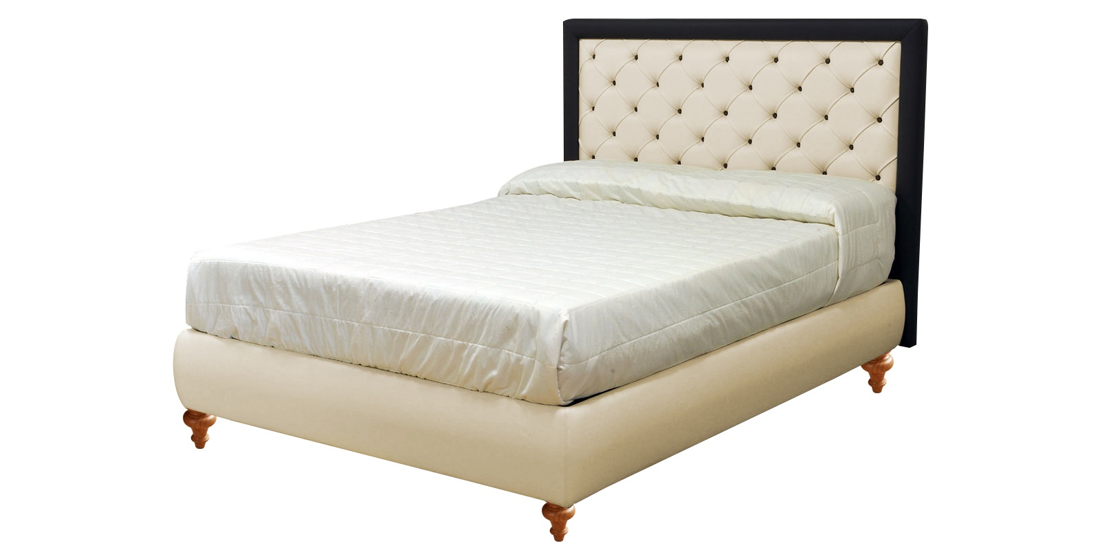 Ailey Cream Black Leatherette Upholstered Bed With Hydraulic Storage