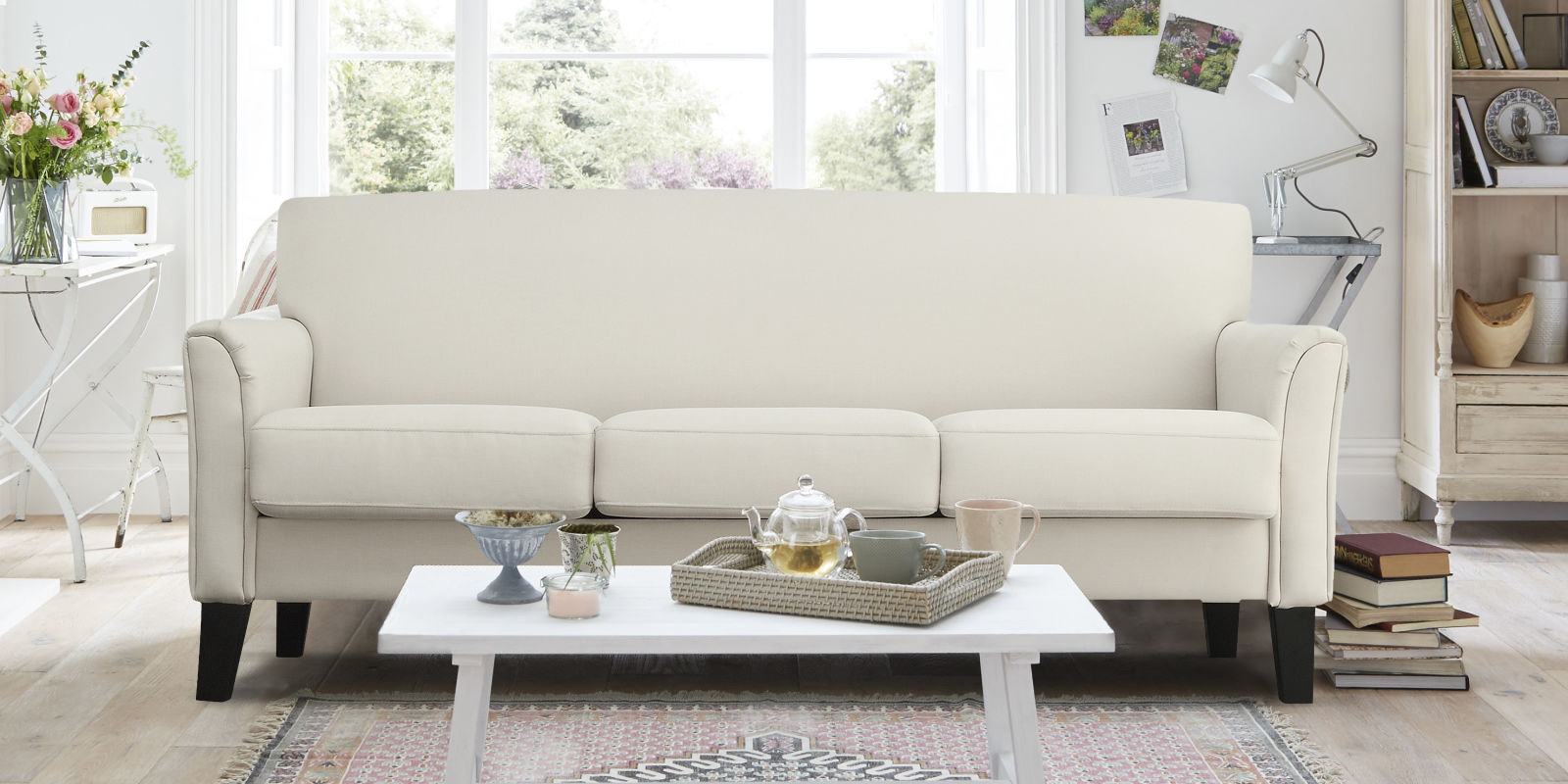 Modern Three Seater Upholstered Sofa In