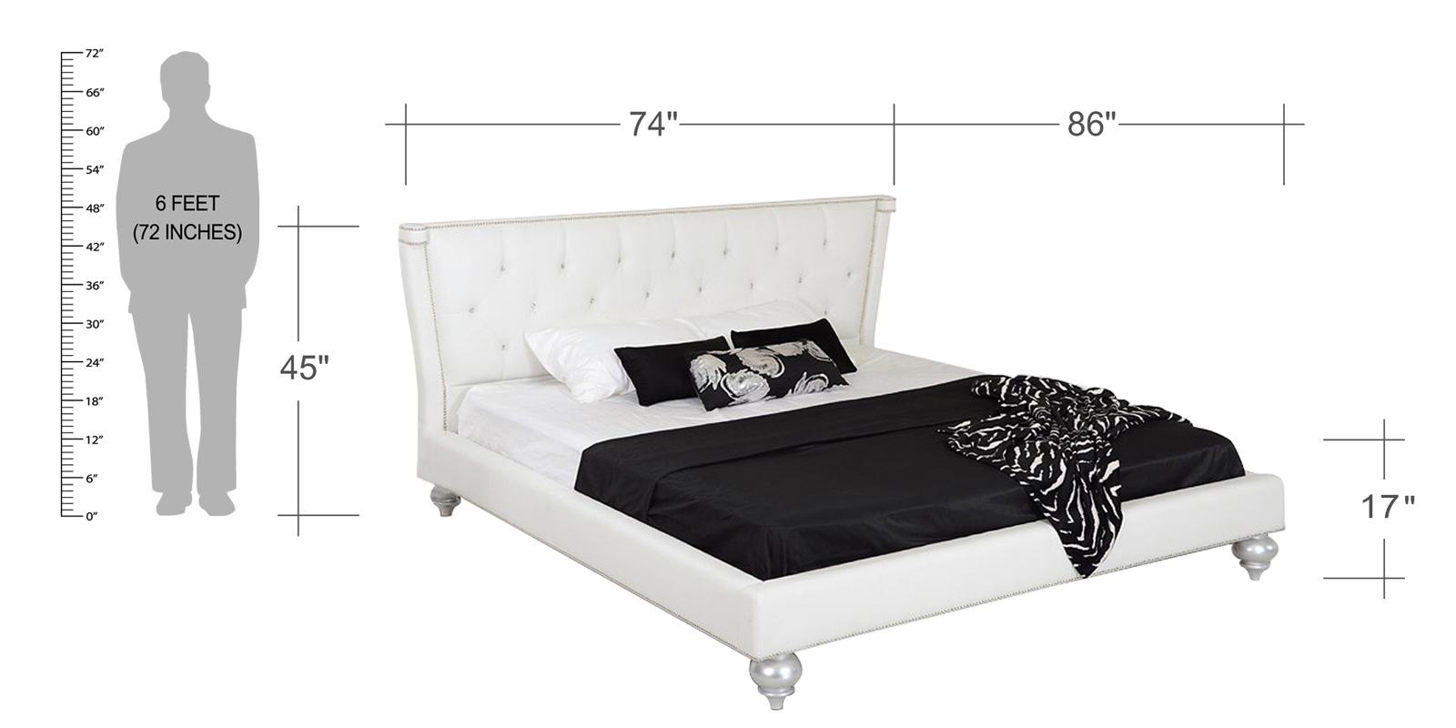 Eleonora Classic bed in white leatherette