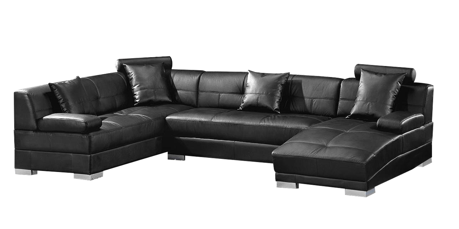 Fave Leatherette Corner Sofa In Black