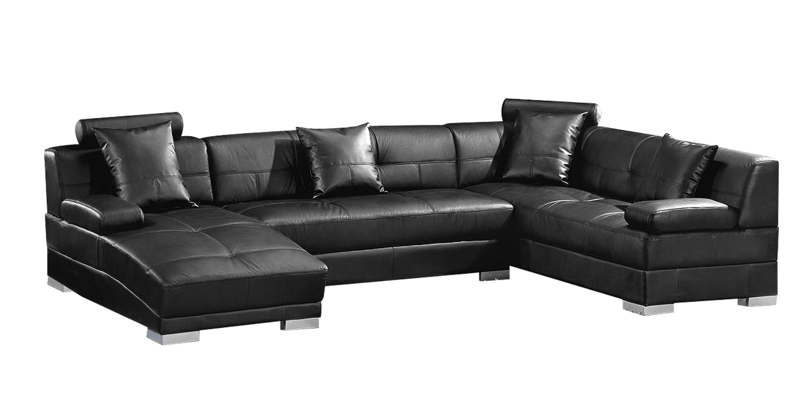 Fave Leatherette Corner Sofa In Black