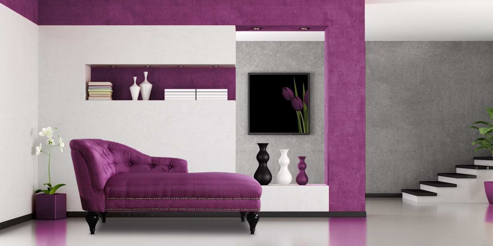 Exclusive Princess RHS Chaise in Dark Purple Colour by Dreamzz Furniture
