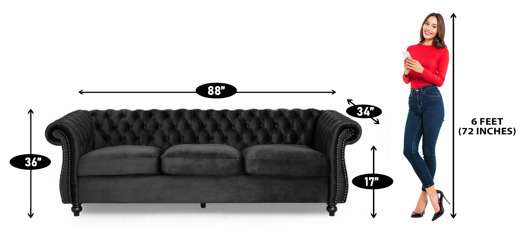 Tyson Leatherette Three Seater Sofa in Brown colour