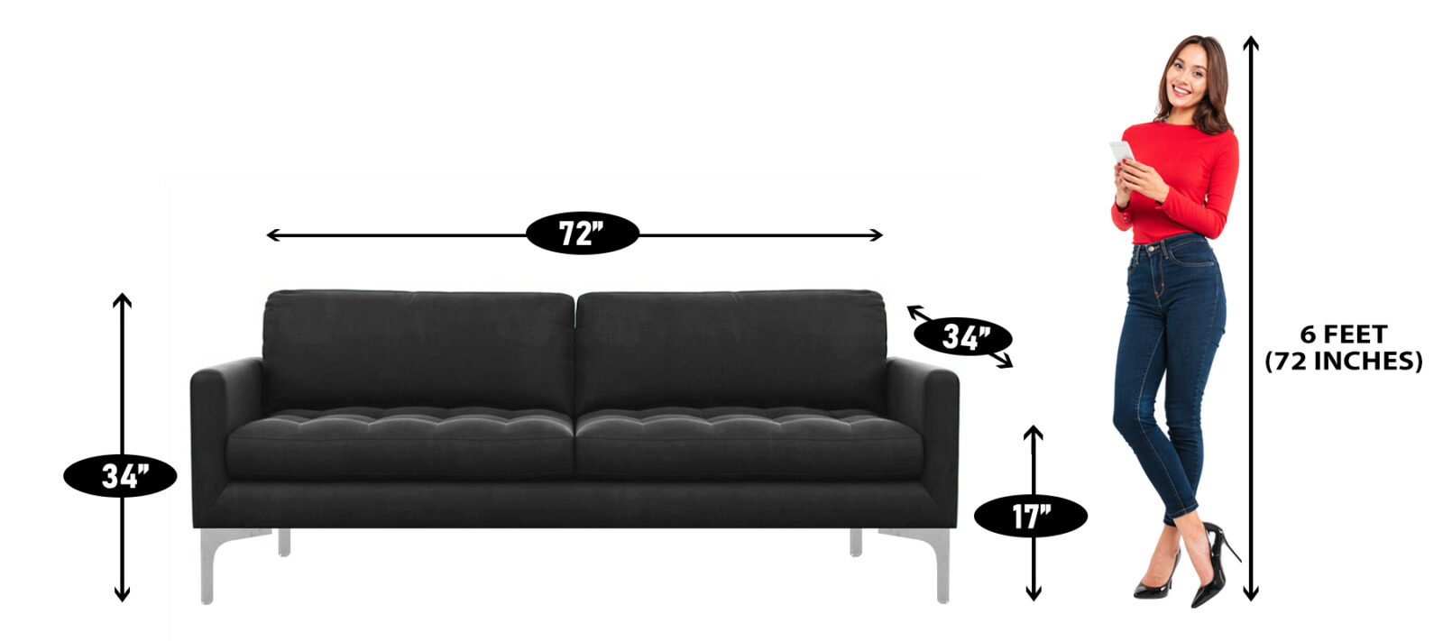 Resplendent Fabric 3 Seater Sofa in Dark Brown Colour