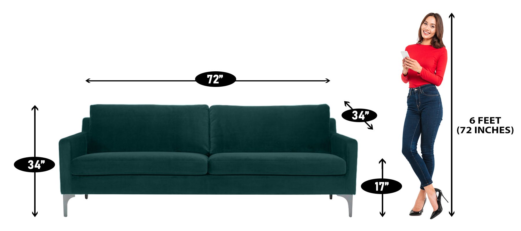 Charismatic Two Seater Sofa in Green colour