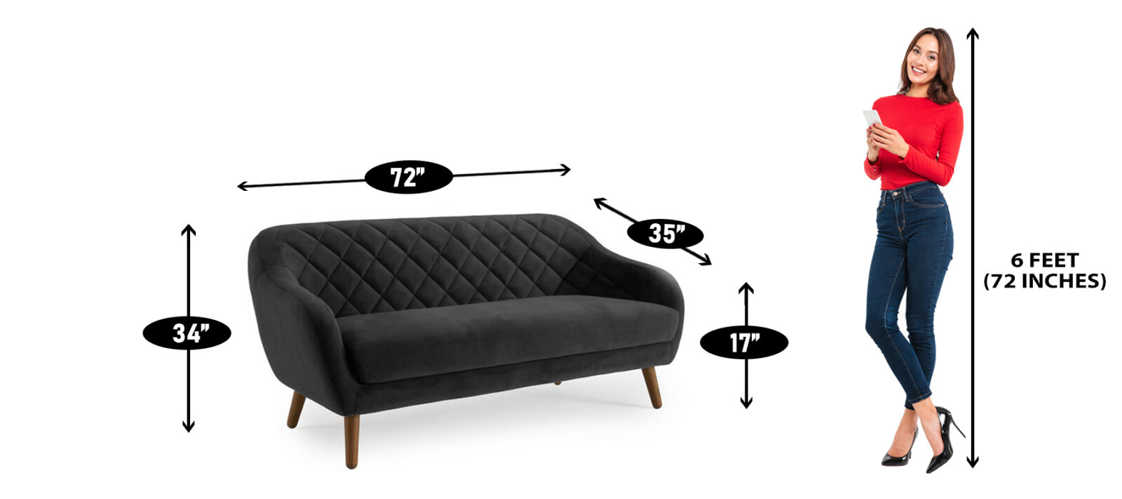 Pleasant Three Seater Sofa in Dark Brown colour
