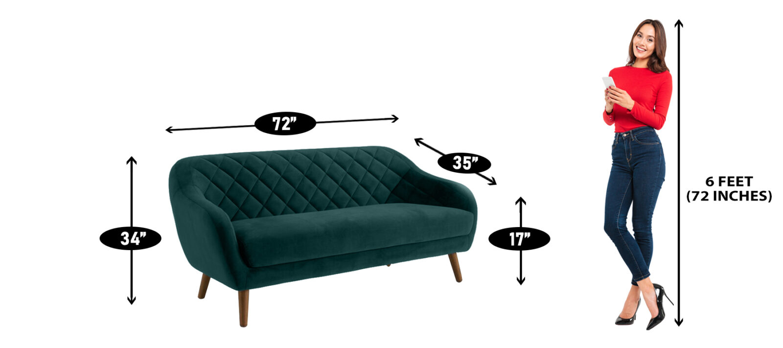 Pleasant Three Seater Sofa in Green colour