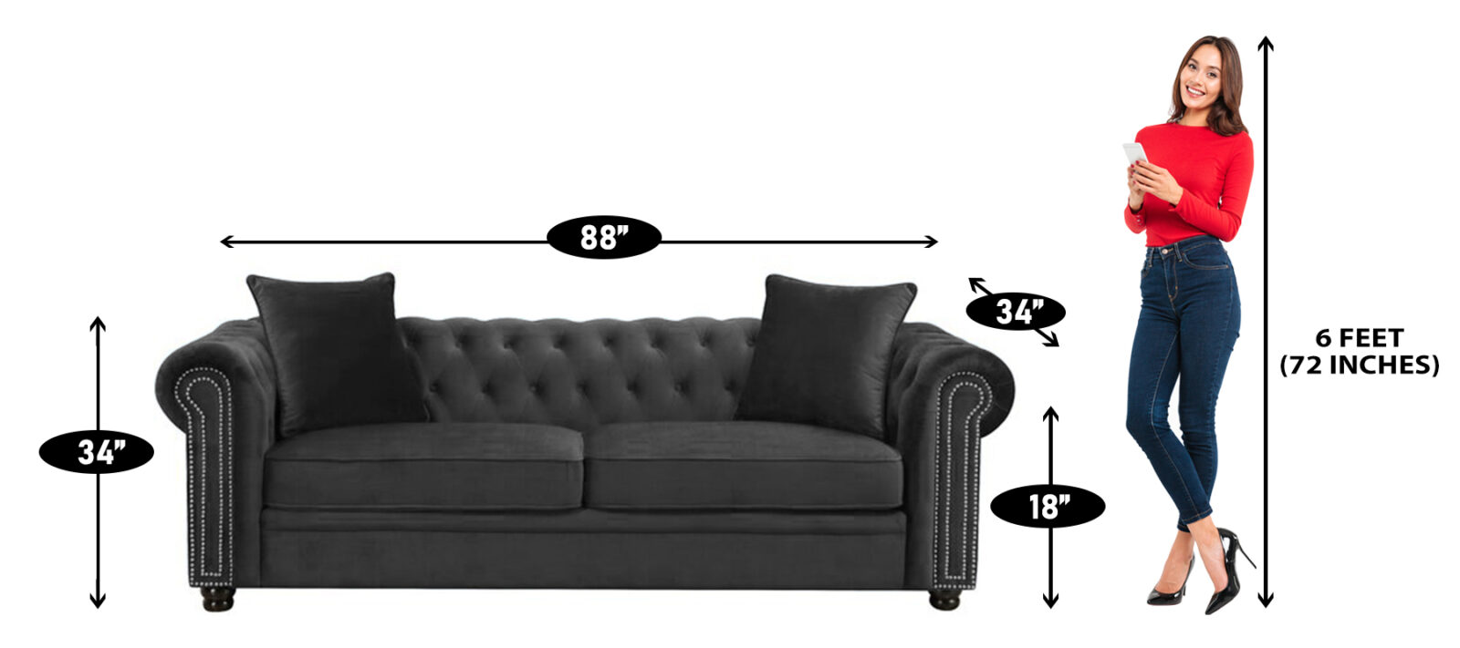 Perceptive Fabric 3 Seater Sofa in Grey Colour