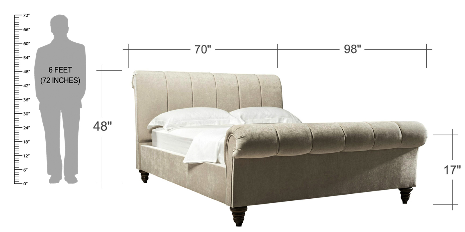 Perfect Queen Size Upholstered Bed In Beige Colour