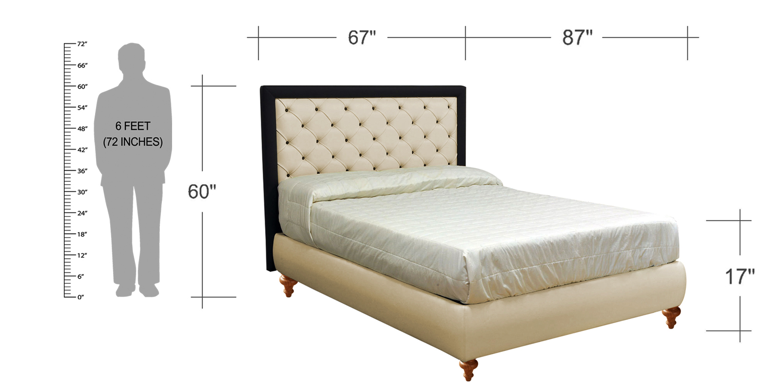 Ailey Cream Black Leatherette Upholstered Bed With Hydraulic Storage