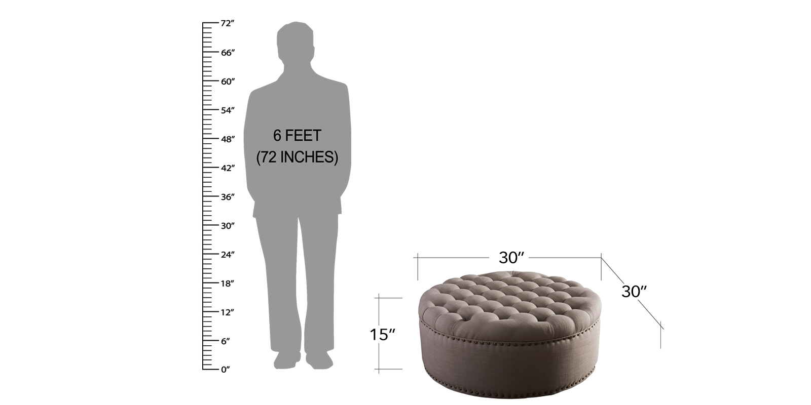 Stylish Tufted Round Pouffe in Beige Colour by Dreamzz Furniture