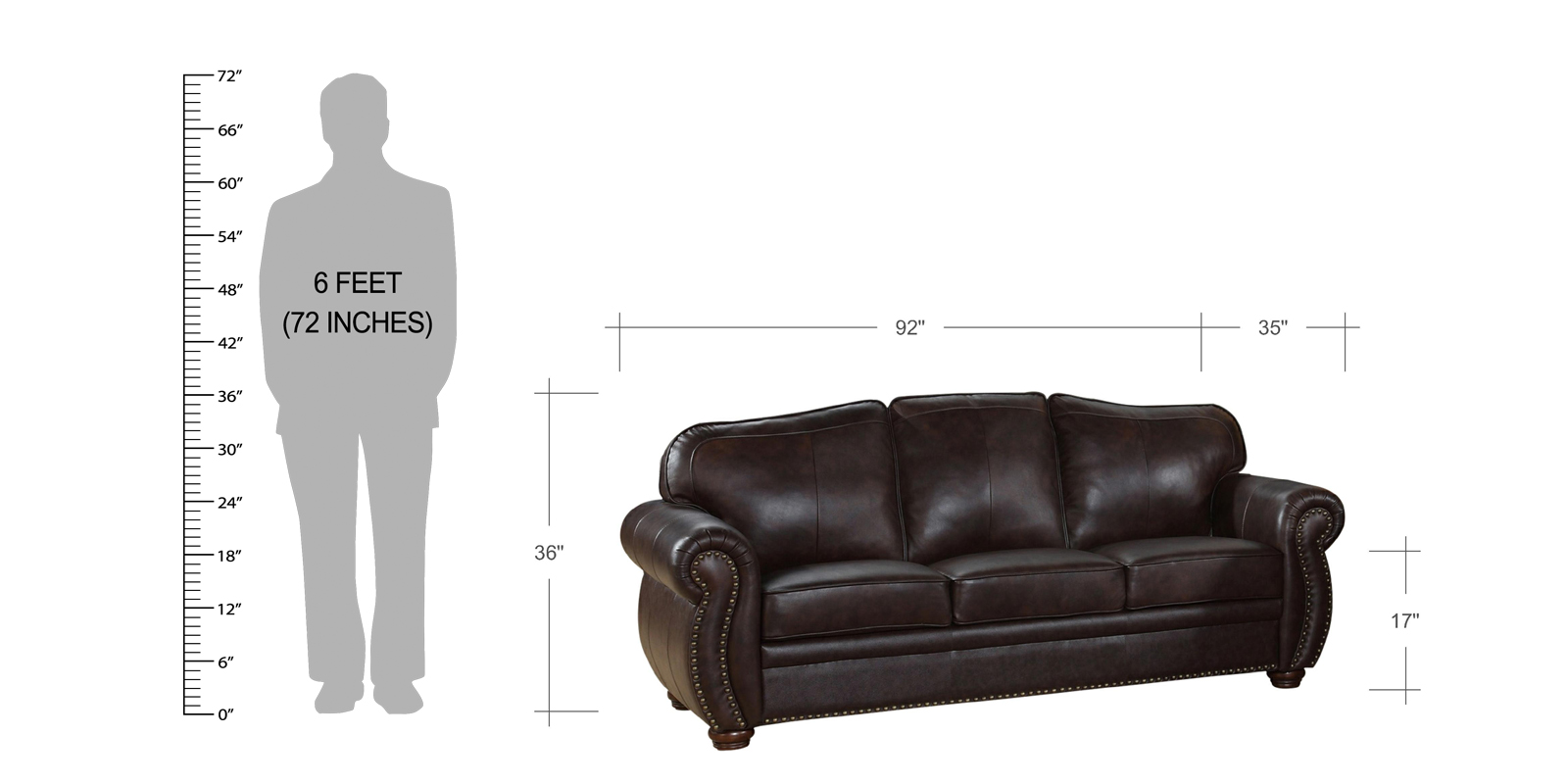 Editha Leatherette Sofa Set in Brown Colour