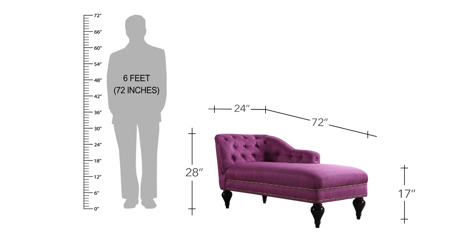 Exclusive Princess RHS Chaise in Dark Purple Colour by Dreamzz Furniture