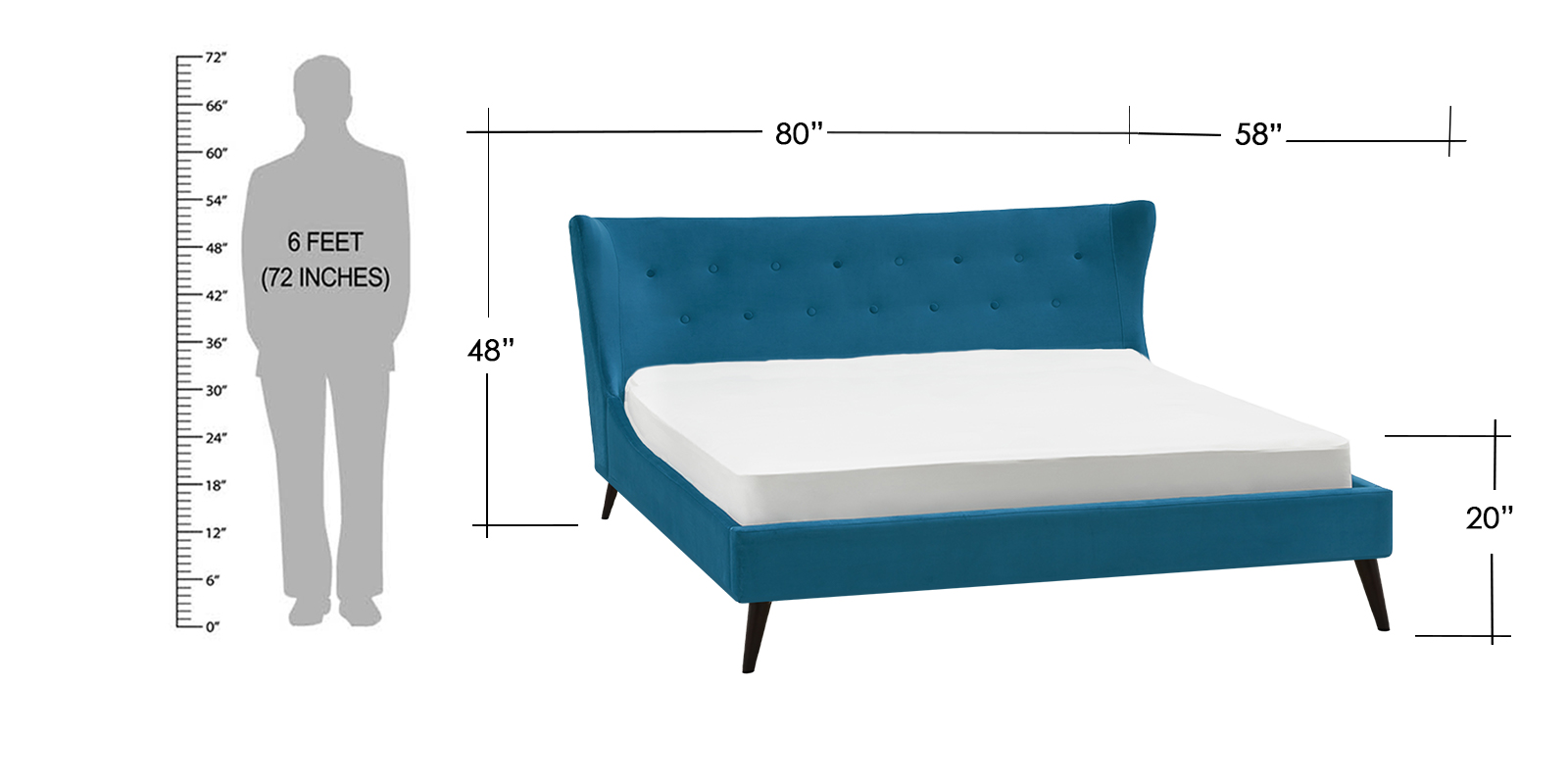 Prodigious King Size Bed in Blue Colour