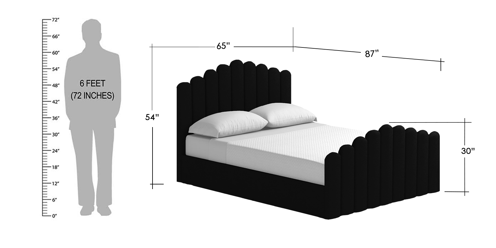 Leonora Queen Size Bed in Black Colour