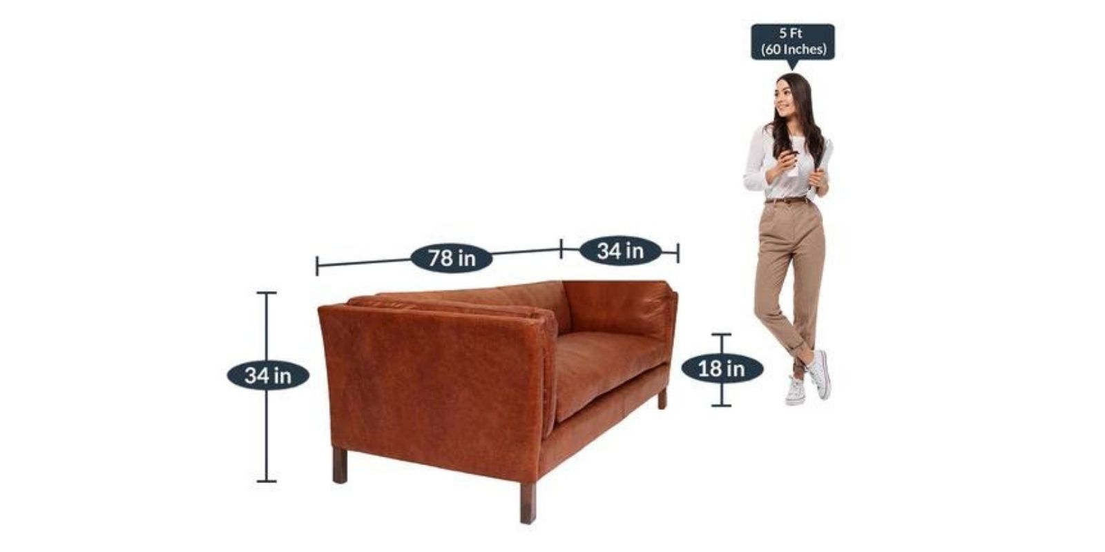 Conspicuous 3 Seater Sofa in Tan Brown Colour by Dreamzz Furniture