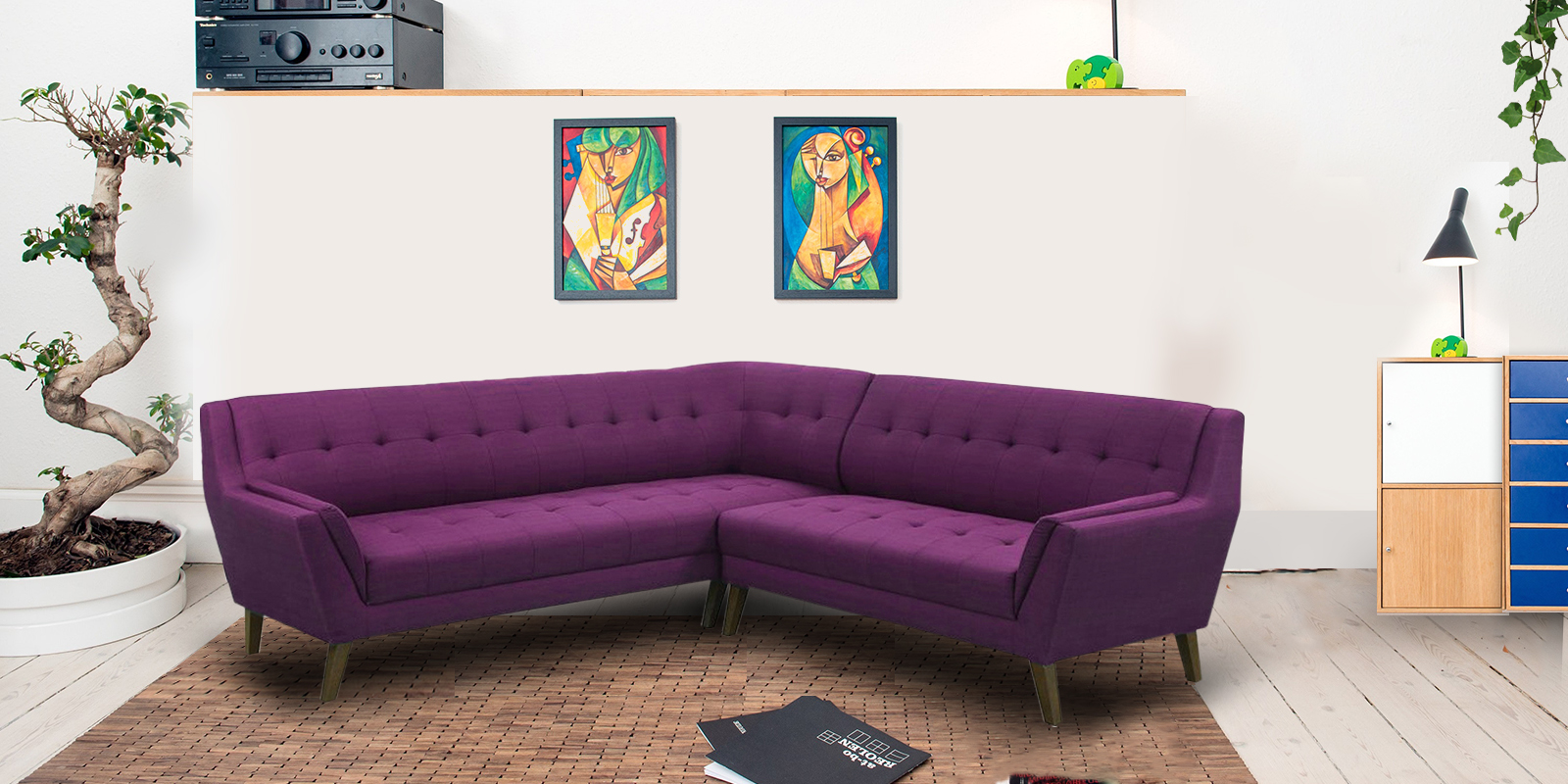 Annabel LHS Sofa in Dark Purple Colour