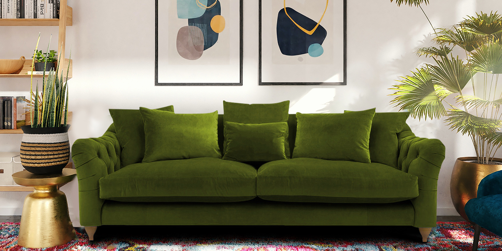 Dark olive green couch online