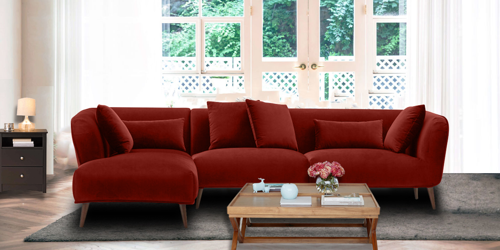Distinguished Fabric Rhs Sectional Sofa