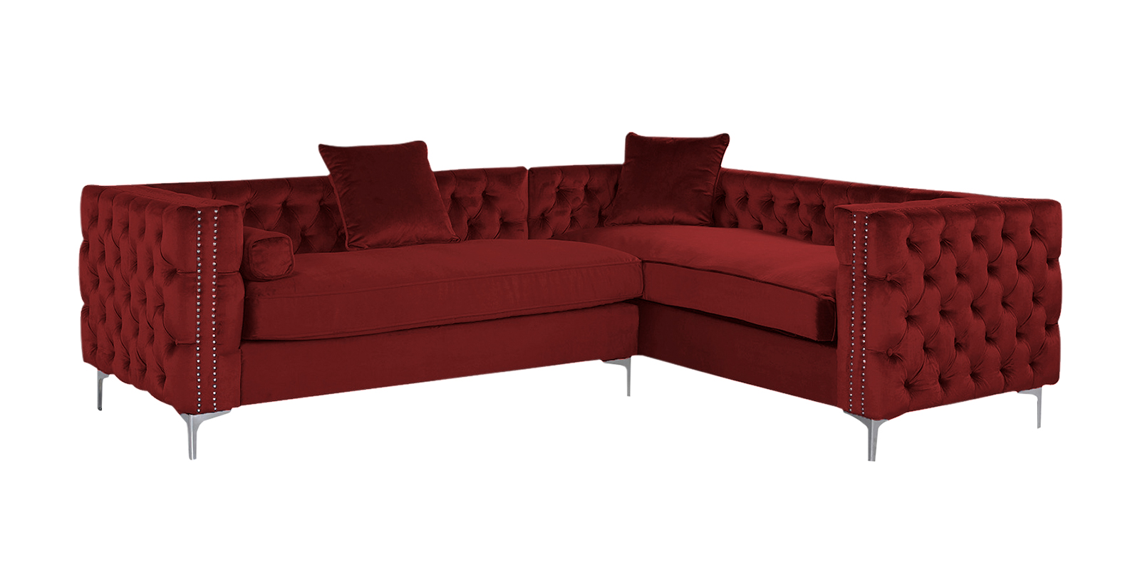 Tidafors Velvet Rhs Sectional Sofa In