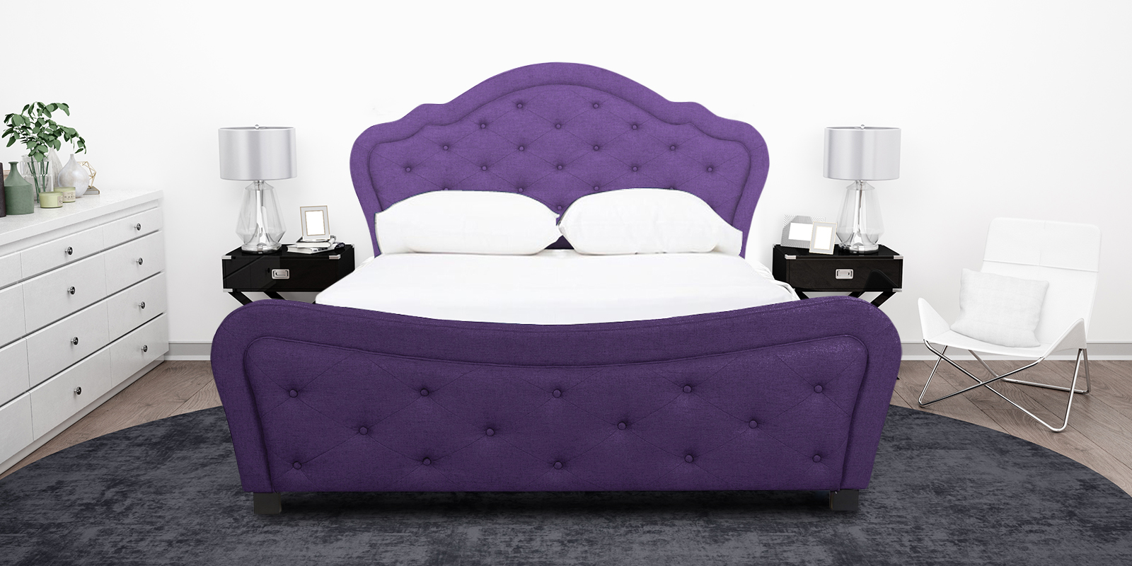 Magnum Queen Size Upholstered Bed in Purple Colour - Dreamzz ...