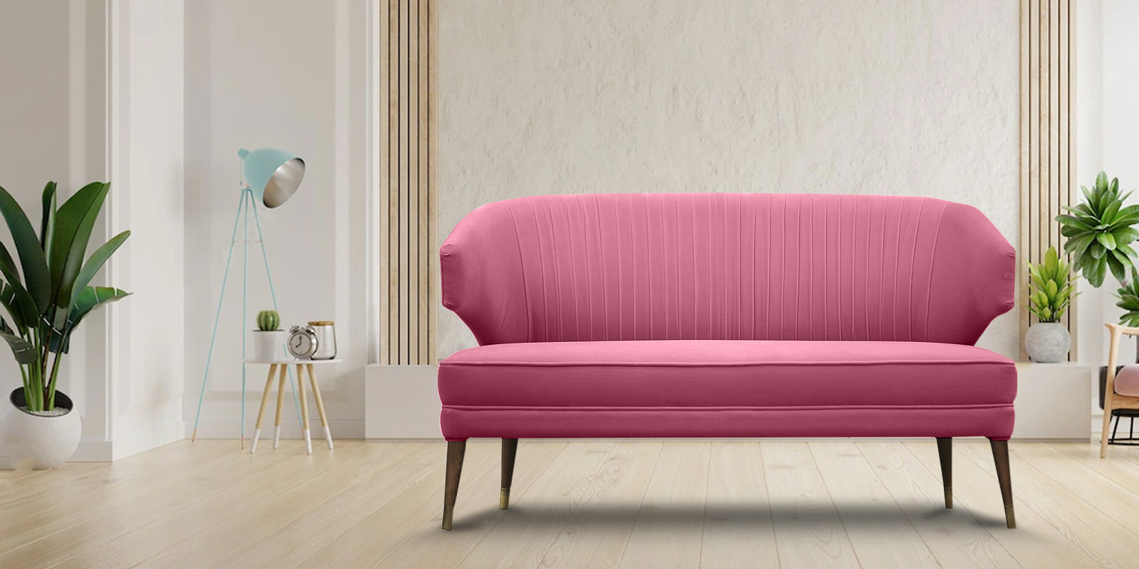 Adrian Two Seater Sofa in Pink Colour - Dreamzz Furniture | Online ...