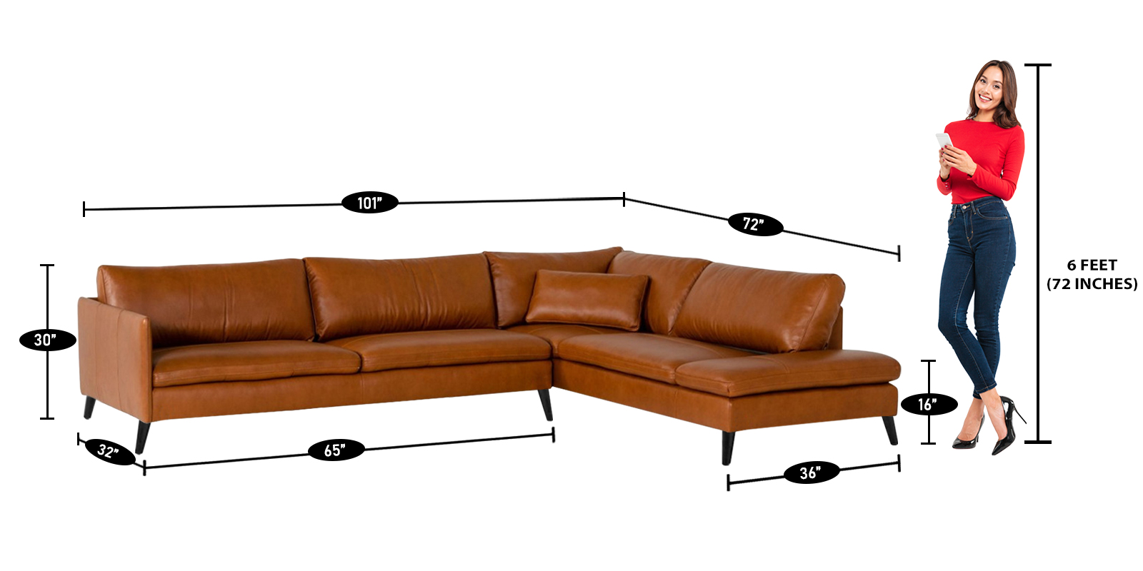Enormous Lhs Sofa In Tan Brown Colour